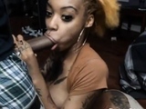 Black Beauty’s Lips and Tits Covered in Cum
