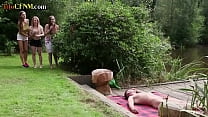 British cfnm beauties sucking outside in group