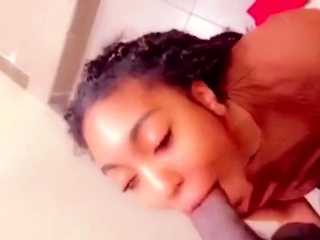Truck Stop Blowjob – She Takes My Big Cock in the Bathroom