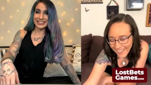 Two hot Milfs playing a strip game via a web cam